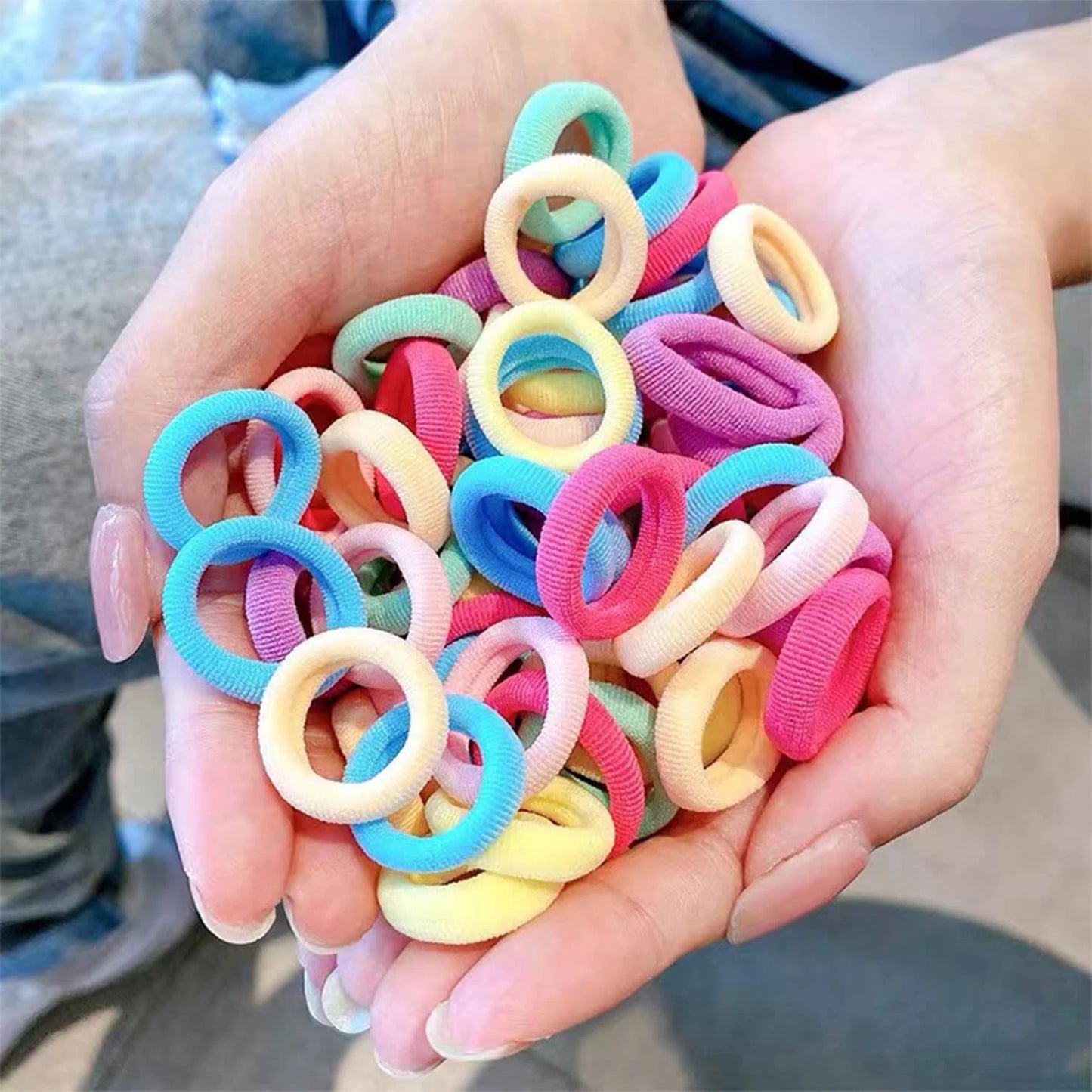 100 Pieces - Multicoloured Stretchy Hair Ties