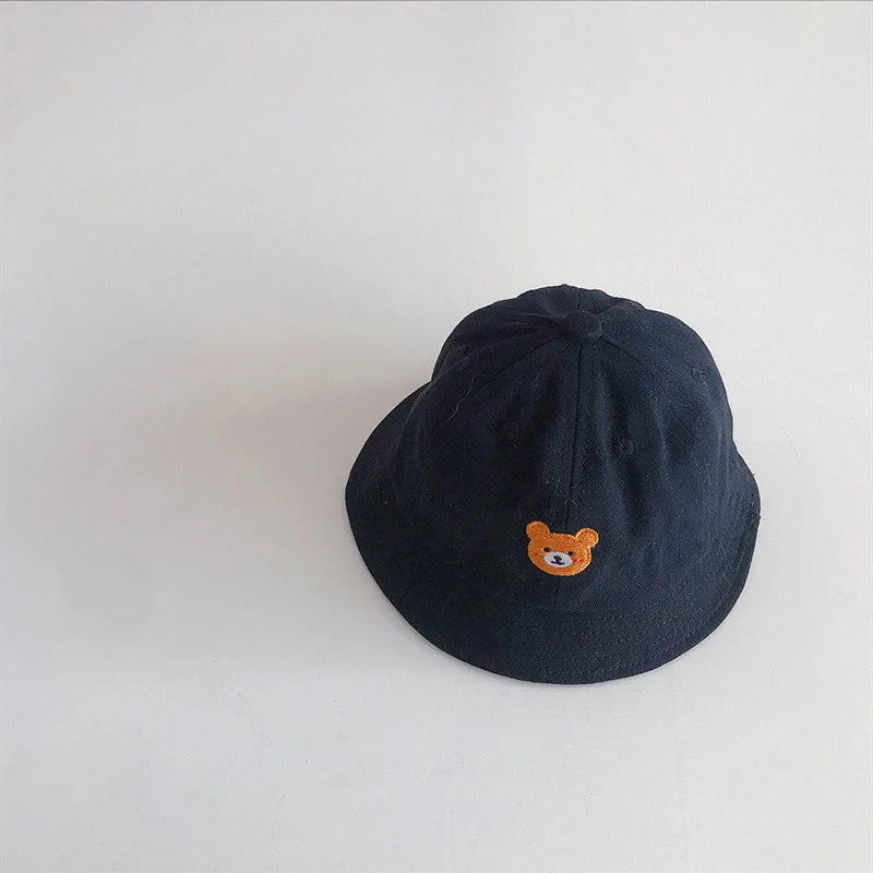 Baby Bucket Cartoon Cute Bear Embroidery Cap