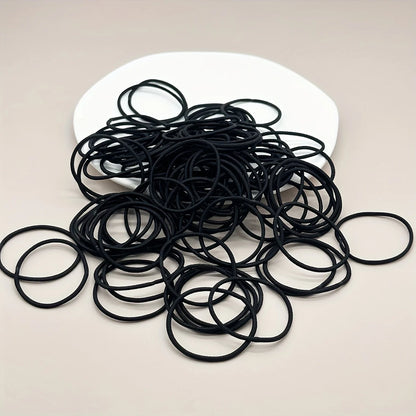 Black Elastic Hair Ties - Comes in different packs