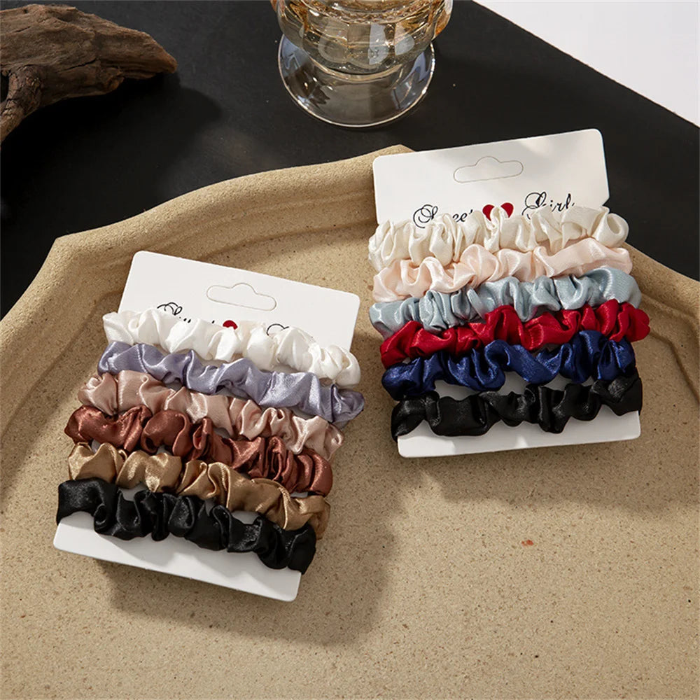 5/6pcs Simple Solid Color Elastics Hair Ties
