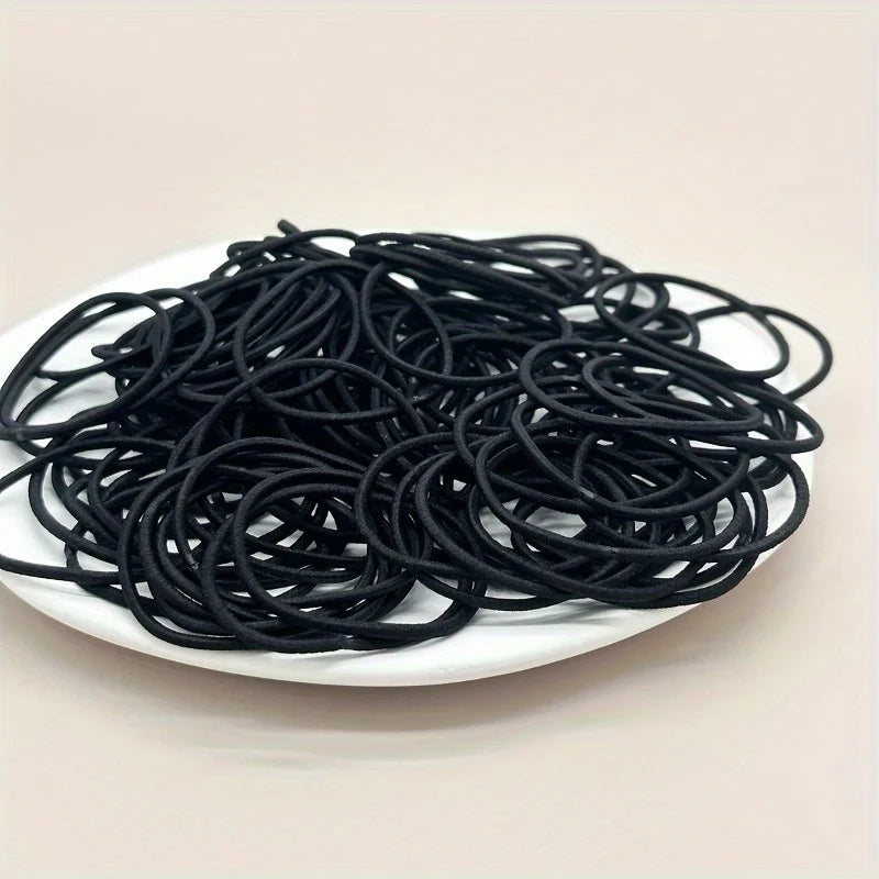 Black Elastic Hair Ties - Comes in different packs