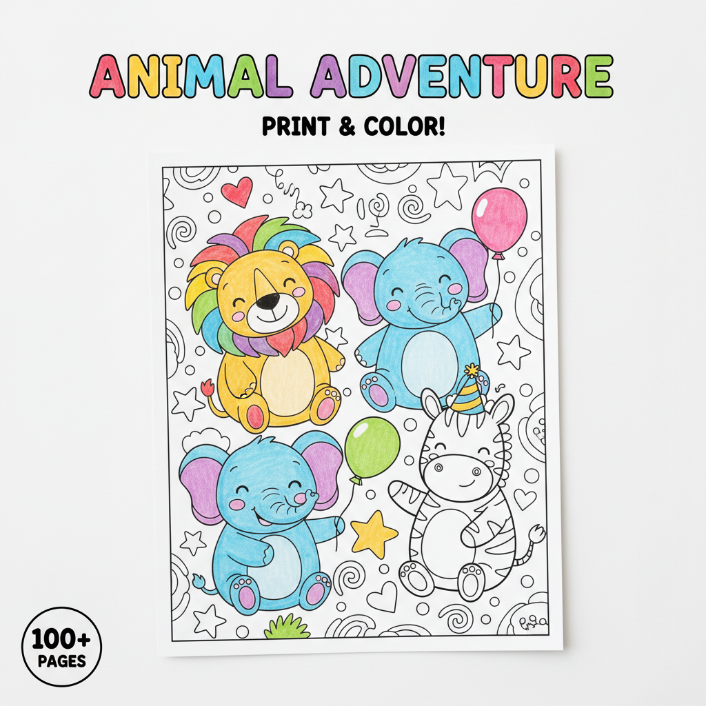 Kids printable colouring pages pack preview
